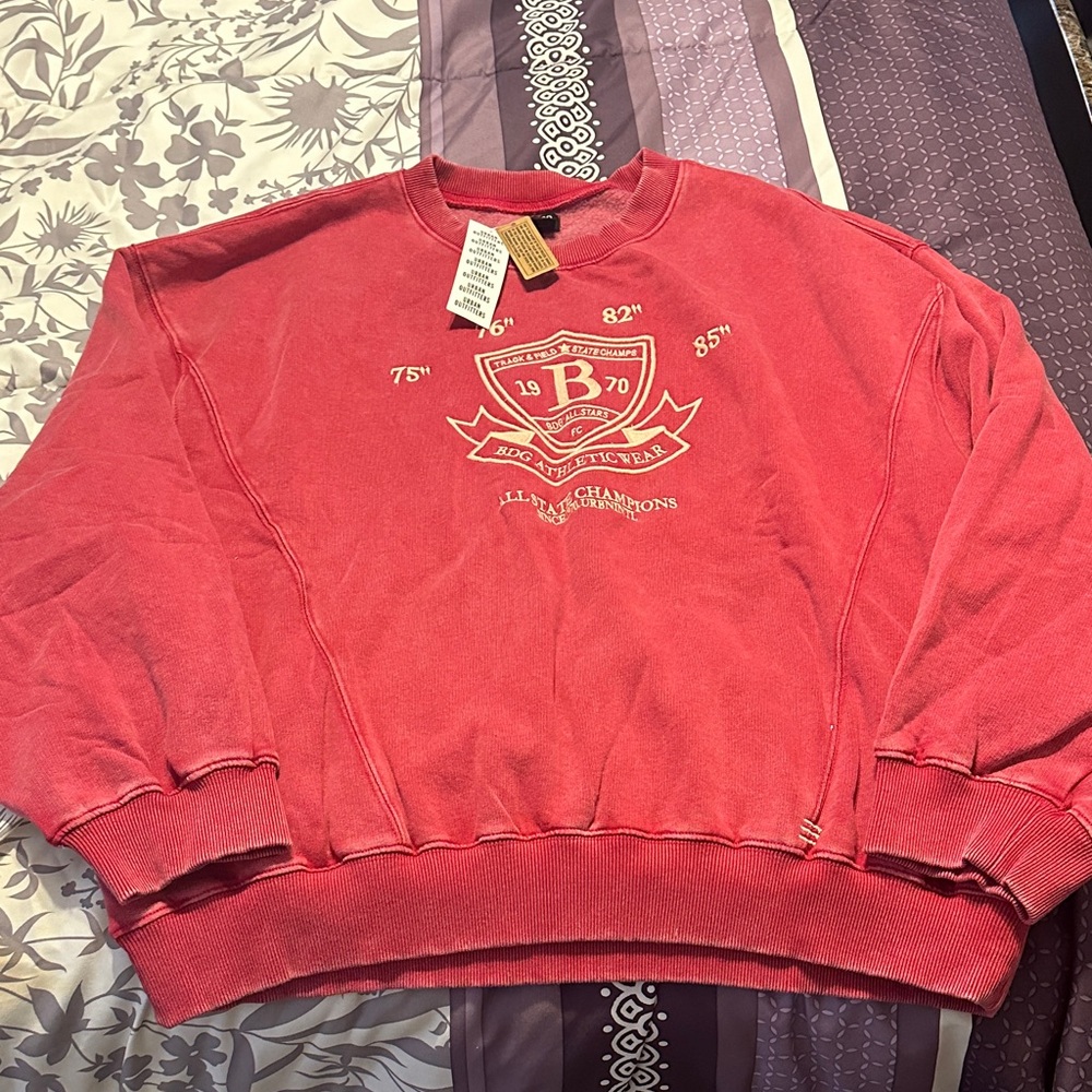 Urban Outfitters Red Graphic Crewneck Sweater